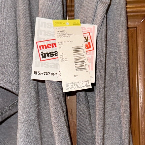 NWT! Covington Sterling Grey Ruched Long Sleeve Open Front Draped Shrug Cardigan - Picture 14 of 15